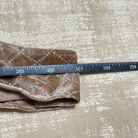 Velvet Diamond Check Print Bodysuit Size L Light Brown Metallic Cheeky Party NEW - Picture 7 of 12